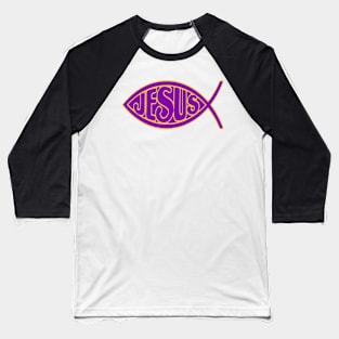 JESUS FISH PURPLE GOLD ICHTHYS CHRIST CHRISTIAN Baseball T-Shirt